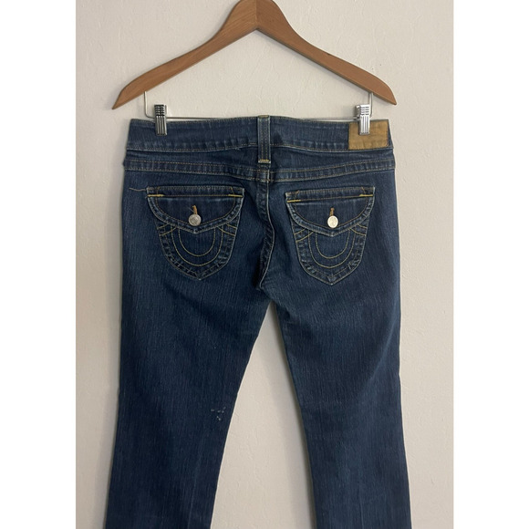 True Religion 31 Jeans Y2k Style Low Rise Logo Flap Pockets Bootcut Stretch - Picture 3 of 12